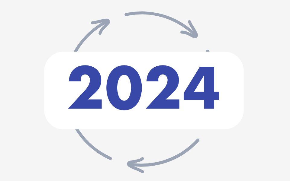 Imagen con el número 2024 en el centro y un círculo formado por flechas a su alrededor.